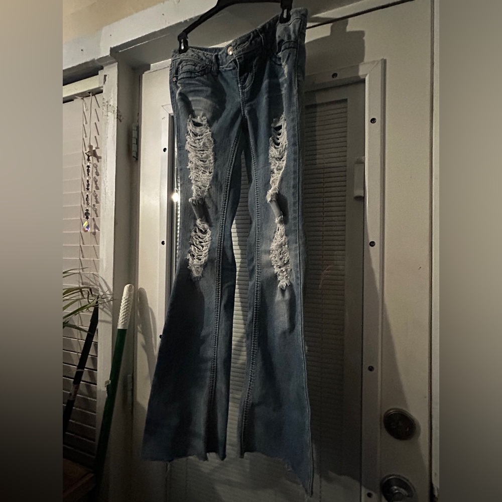 Aeropostale Distressed Low Rise Bootleg Long